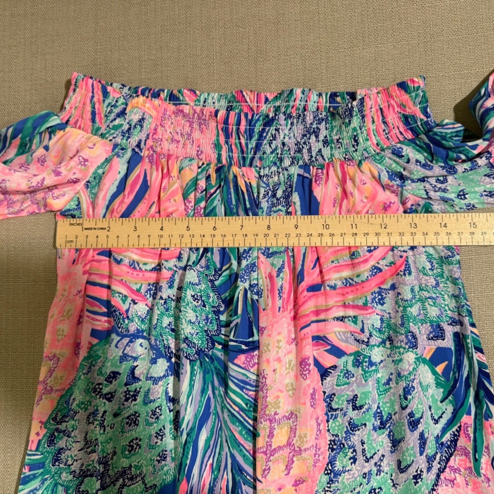Lilly Pulitzer Hollee Off Shoulder Mini Dress XS Pink Pineapple Tropical Resort - Picture 5 of 6